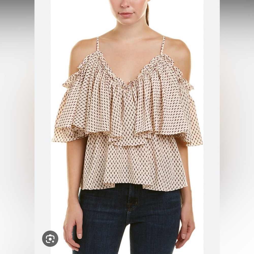 MISA Los Angeles Carole Cold Shoulder Ruffle Top